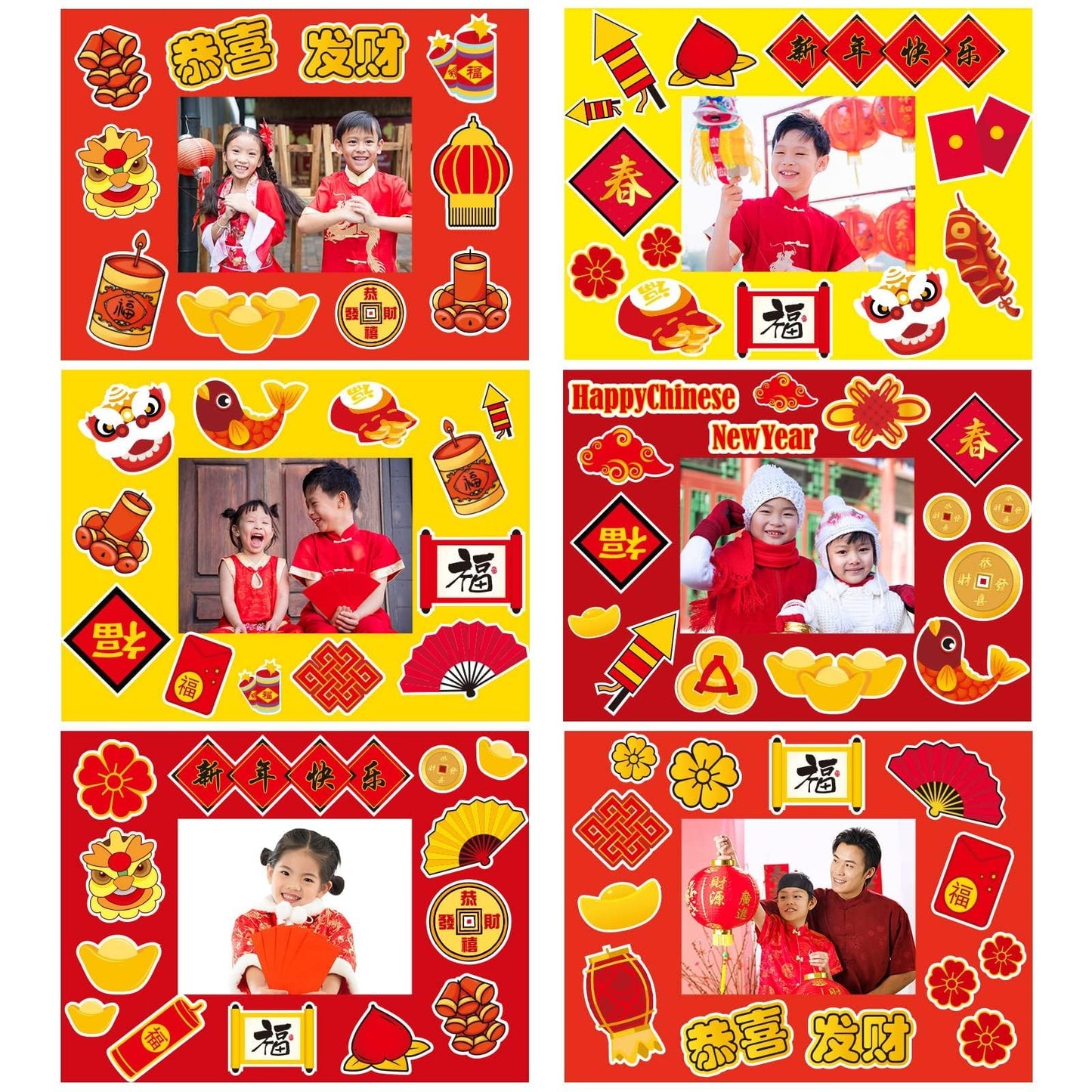 30 Packs Chinese New Year Craft Kits for Kids Lunar New Year DIY Picture Frame Craft Decorations 2026 Year of The Horse Chinese Art Favor Home Classroom Game Activities