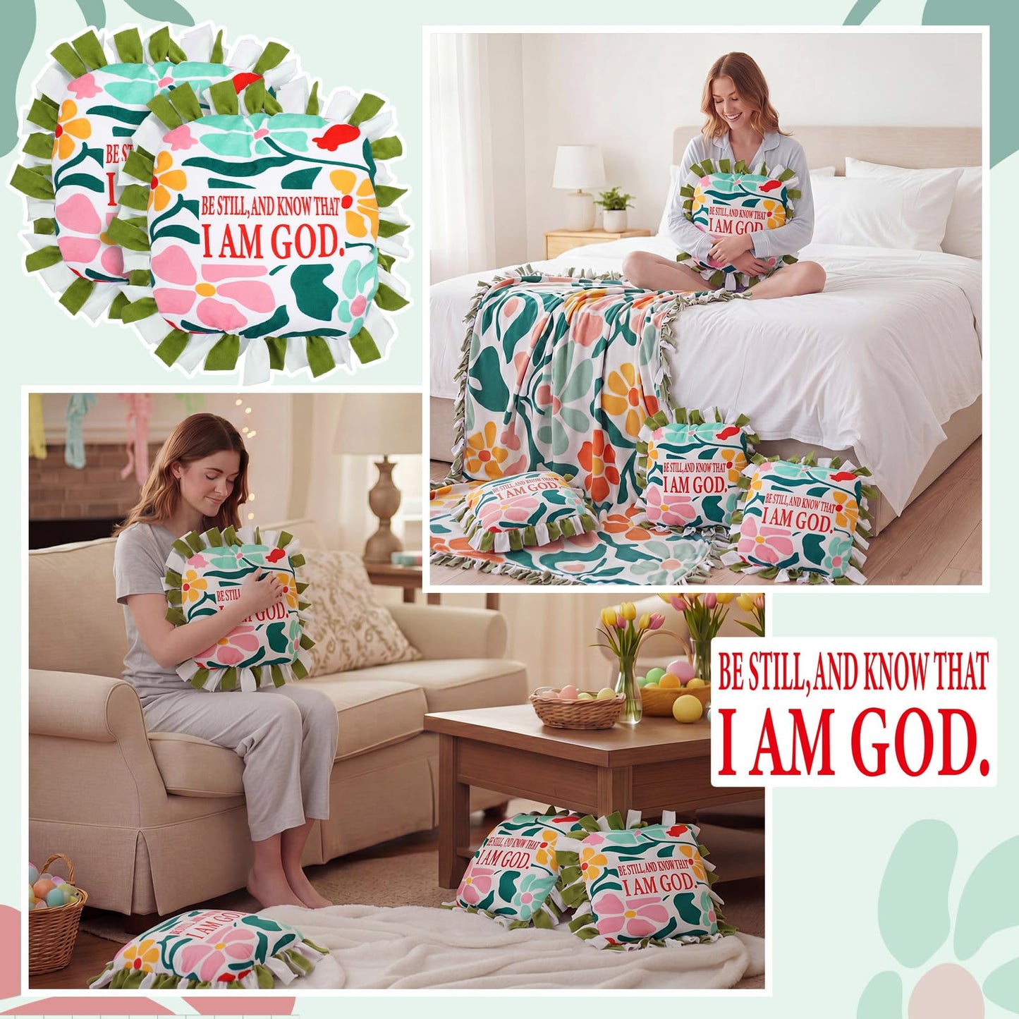 Chunful 6 Sets Christian Tied Pillow Craft Kit Religious Bible Be Still and Know that I Am God DIY Pillow Craft Inspirational Gifts for Women Christian Party Decor Vbs Favors Classroom Giveaways