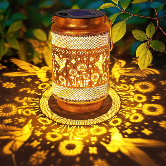 Mothers Day Gifts for Mom Women Grandma Birthday, Hummingbird Solar Lanterns Outdoor Waterproof Garden Decor, Metal Hanging Solar Lights for Yard Patio Pathway Backyard Porch