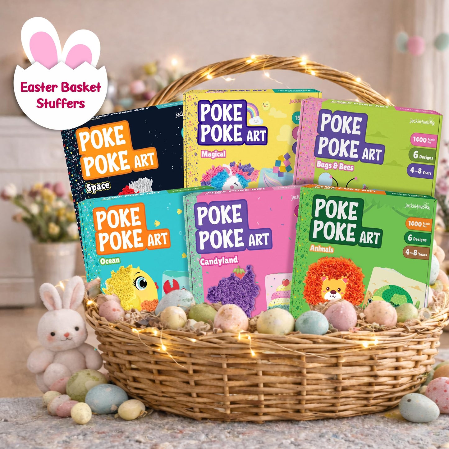 jackinthebox Poke Poke Art – Magical Theme, Mess-Free Fabric Art and Craft, Flower Pressing Kits, Gift for Kids, Girl Gifts, DIY Activity Boy Gift, Best Gift for Girls and Boys Ages 4 5 6 7 8