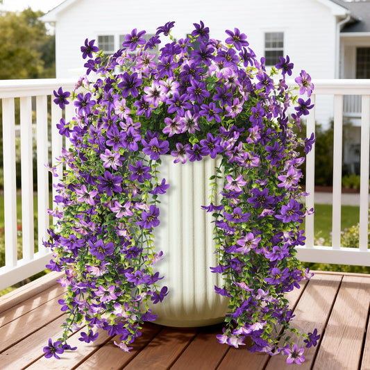 ZFProcess Artificial Hanging Flowers Plants for Outdoor Spring Summer Decoration, 2PCS Faux Silk Daisy UV Resistant Look Real for Outside Home Indoor Planter Porch Garden Yard Decor(Dark Orchid)