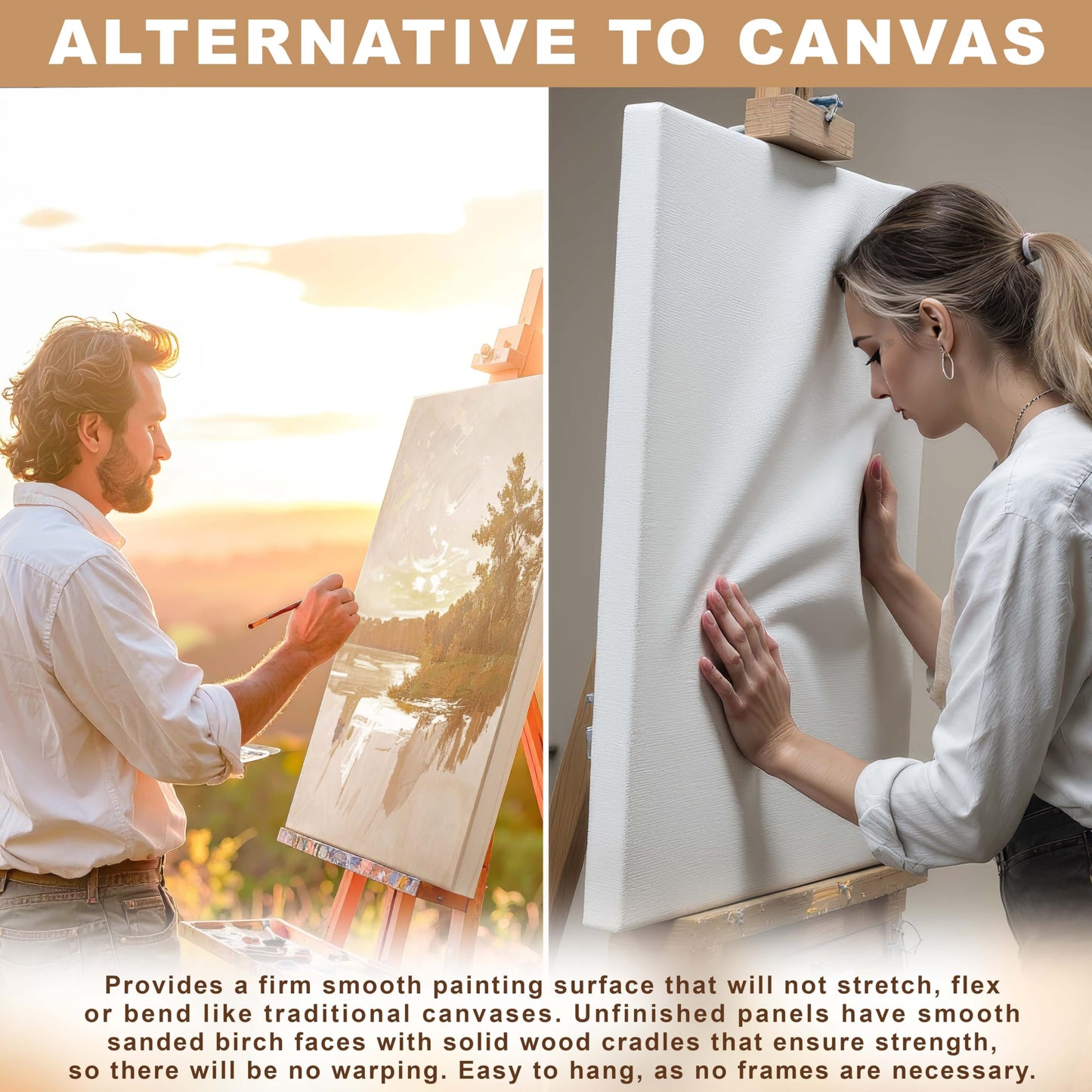U.S. Art Supply 4" x 4" Unfinished Cradled Wood Panels for Painting, Gallery 1-1/2" Deep (4 Pack) - Artist Depth Birch Wooden Wall Canvases - Mixed-Media Craft, Acrylic, Oil, Encaustic, Paint Pouring