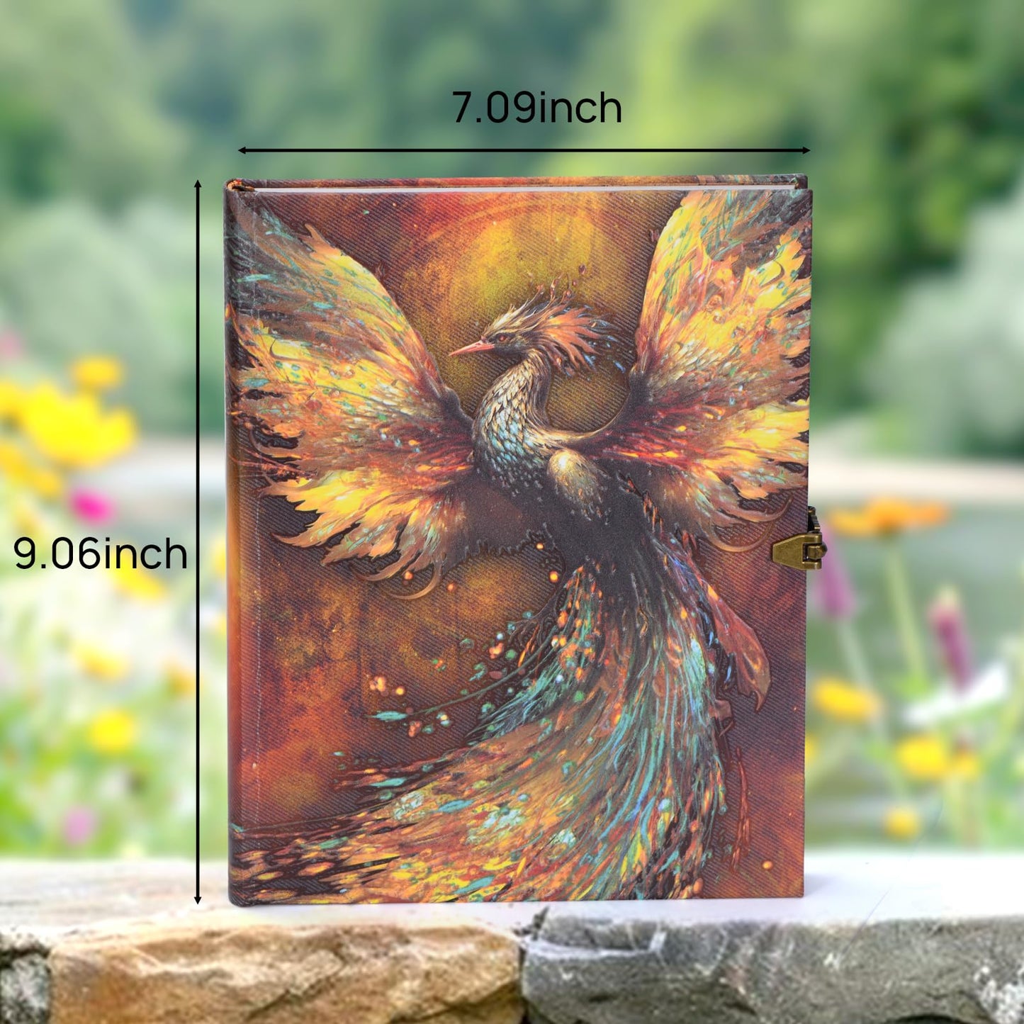 Phoenix Myth Embossed Scrapbook – 124-Page Retro-Style DIY Memory Photo Album, Good Luck Adventure Book for Couples, Anniversaries, Weddings, and Valentine's Day Gifts (Phoenix Luck Style)