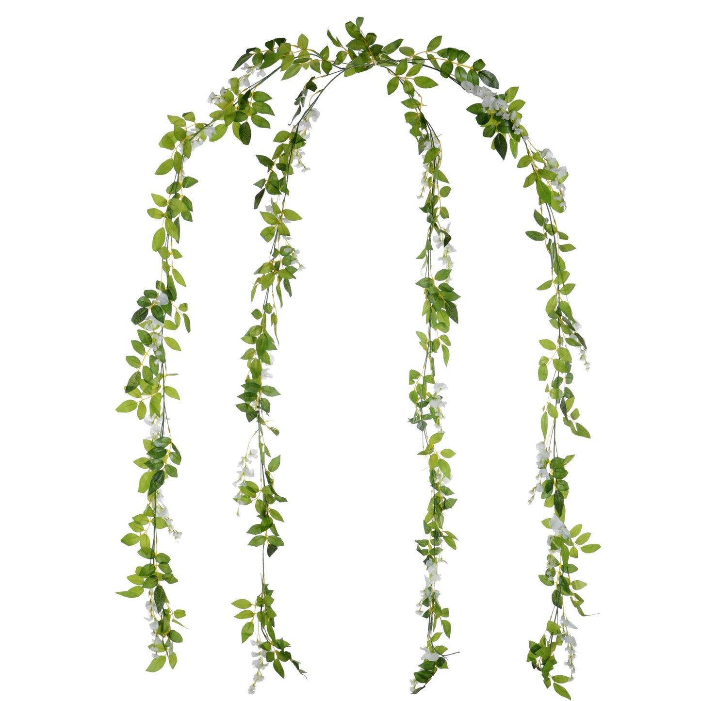 DearHouse 4Pcs 6.6Ft/Piece Artificial Flowers Silk Wisteria Garland Artificial Wisteria Vine Rattan Silk Hanging Flower for Home Garden Outdoor Ceremony Wedding Arch Floral Decor (White)