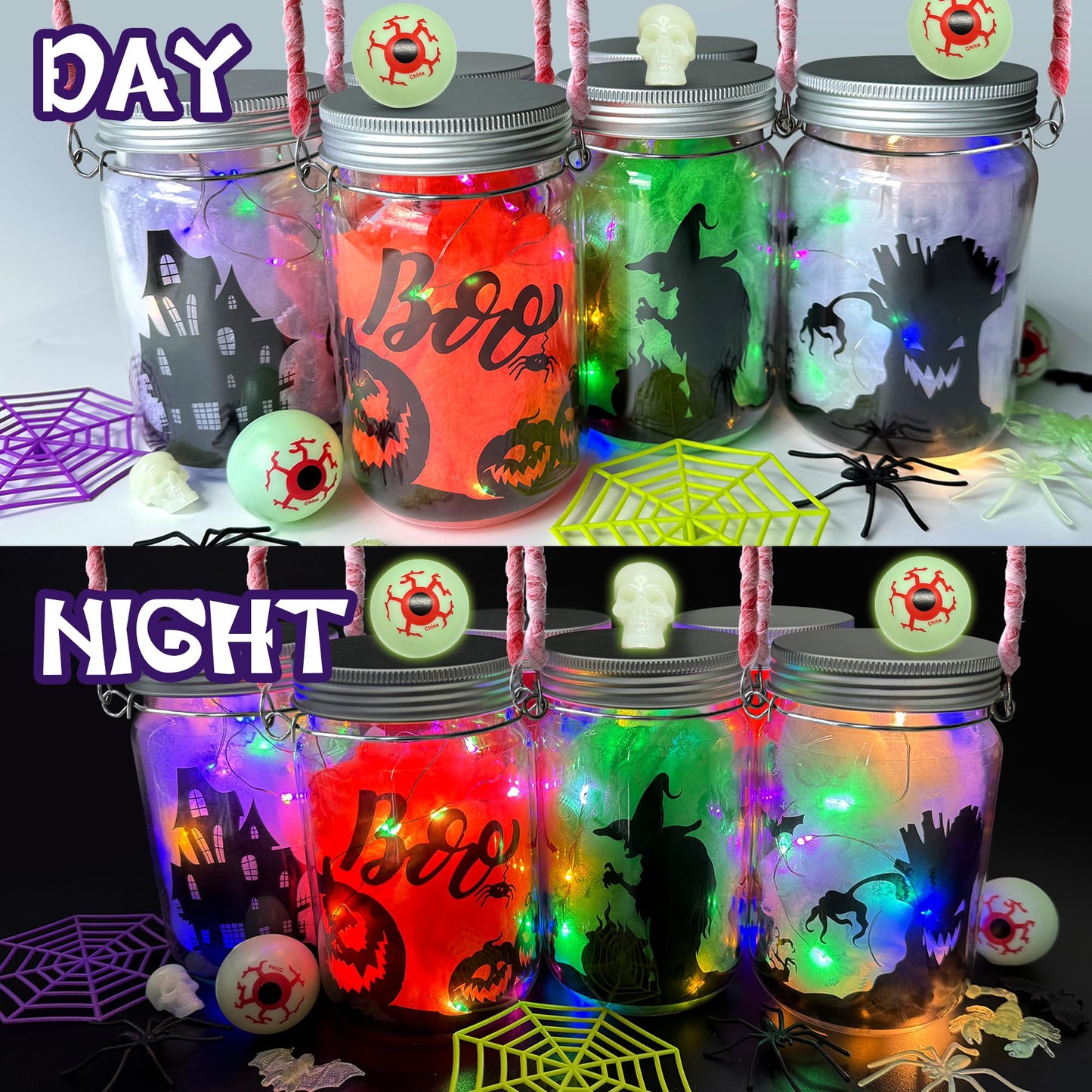 RBONIGHT 6PCS Halloween Lantern Craft Kit, Craft for Kids Age 6-8,8-12, DIY Decorations Art Project, Creative Activities for Party, Halloween Toys for Basket Stuffers Gifts