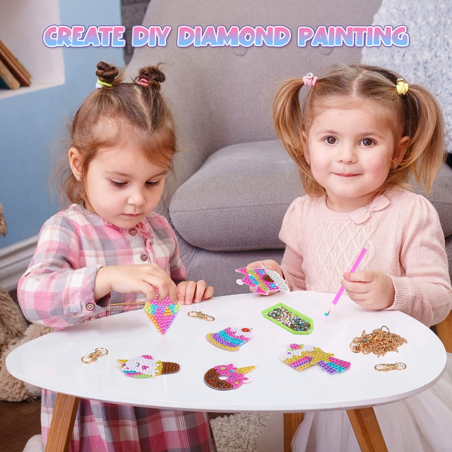 LIWIN LET'S GO! Toys for 4 5 6+ Year Old Girls, Unicorns Toys for Kids Make Your Own GEM Keychains Arts and Crafts for Kids Age 4-12 Unicorns Birthday Crafts Gifts for 4-12 Year Old Girls Boys