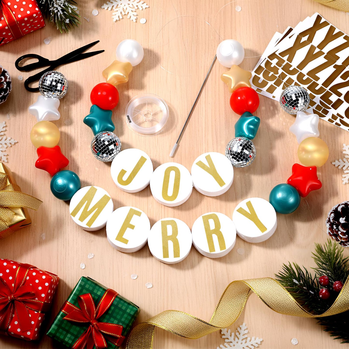 Simgoing Giant Friendship Bracelet Garland Kit DIY Banner with Letter Ball Jumbo in My Birthday Era Decorations for Classroom Graduation Party Supplies Photo Booth Backdrop(Red, Green, White)