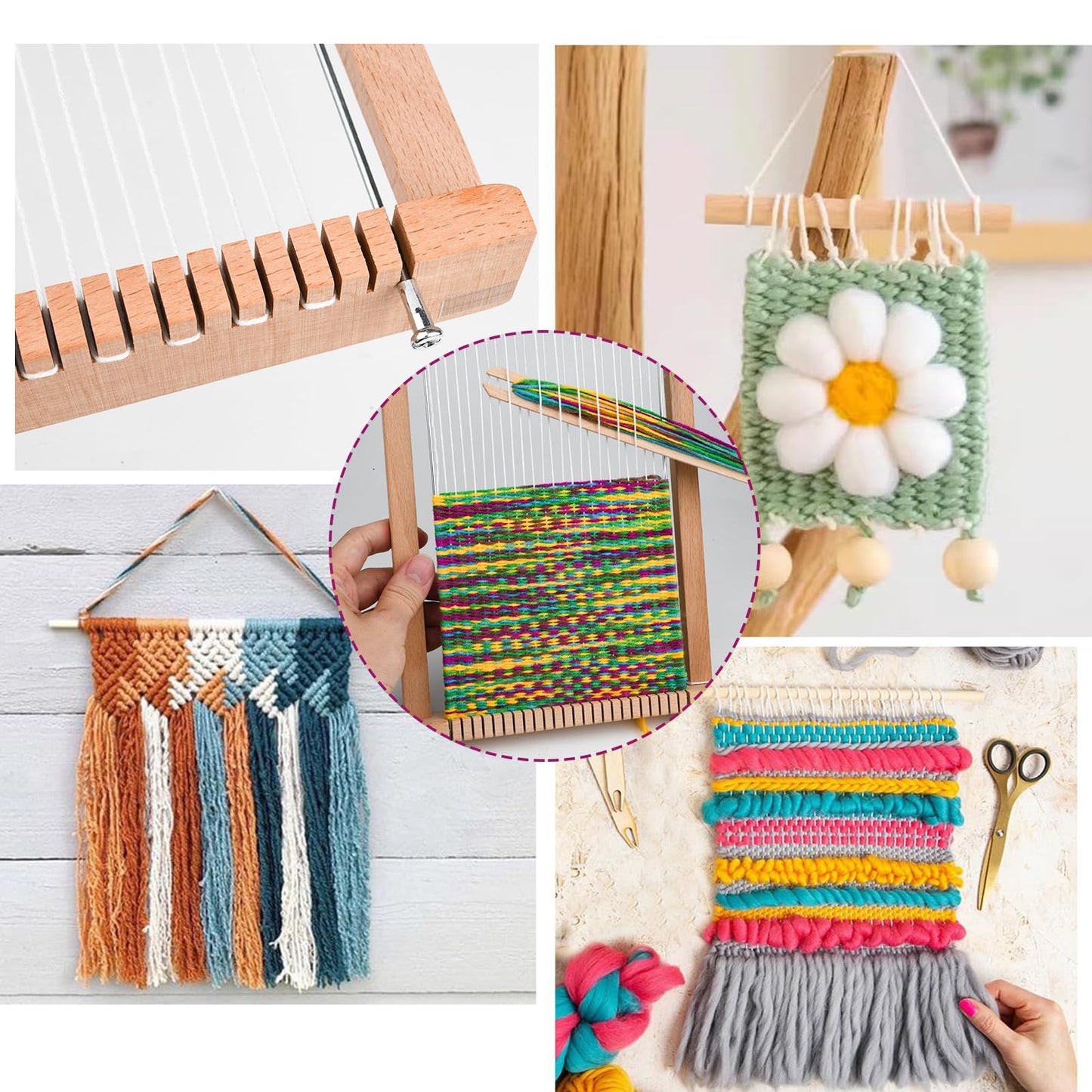 LYKTRIX Weaving Loom for Kids, Wooden Weaving Kit, Loom Kit for Kids Ages 8-12, Great Knitting Looms for Beginners and Girls Over 6 Years Old, Contains Enough Weaving Yarn 11.4" x 7.5"