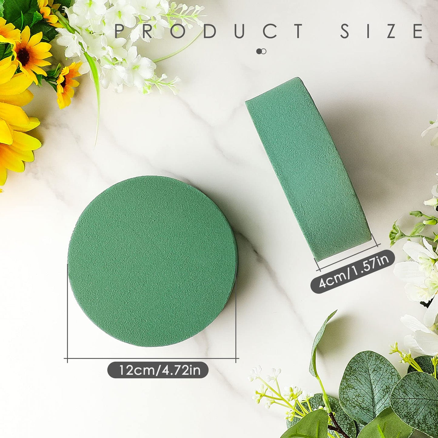 Lounsweer 24 Pcs Floral Foam Blocks 4.72 x 1.57 Florist Floral Round Foam Blocks Dry and Wet Green Foam for Flower Arrangement Fresh and Artificial Flowers Wedding Party Decoration Supplies