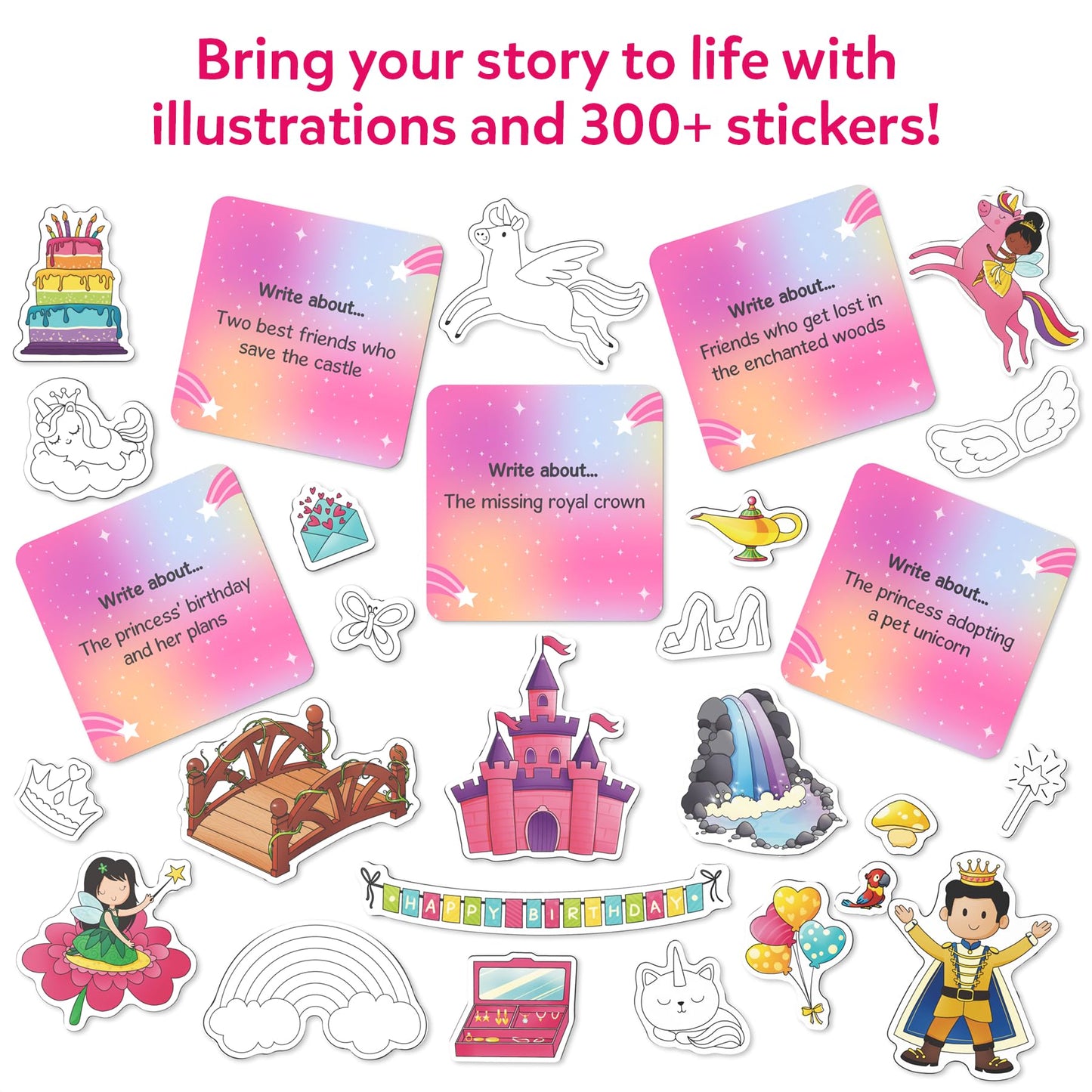Skillmatics Storybook Art Kit - Create Fairytale Stories, DIY Craft & Writing Kit with 300+ Stickers, Scrapbooking & Journal Activity, Screen-Free Fun, Gifts for Kids Ages 5, 6, 7, 8, 9, 10
