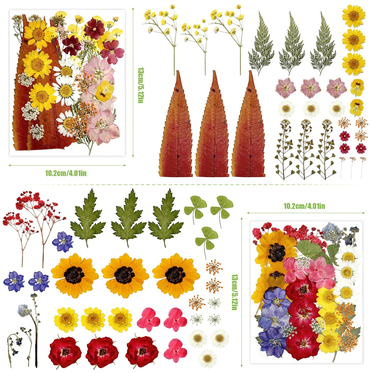 140Pcs Dried Flowers for Crafts, Dried Pressed Flowers for Resin Molds, Retro Style Dry Leaves Kit for Art Crafts Resin Jewelry Making Scrapbook Supplies Card Soap Candle DIY