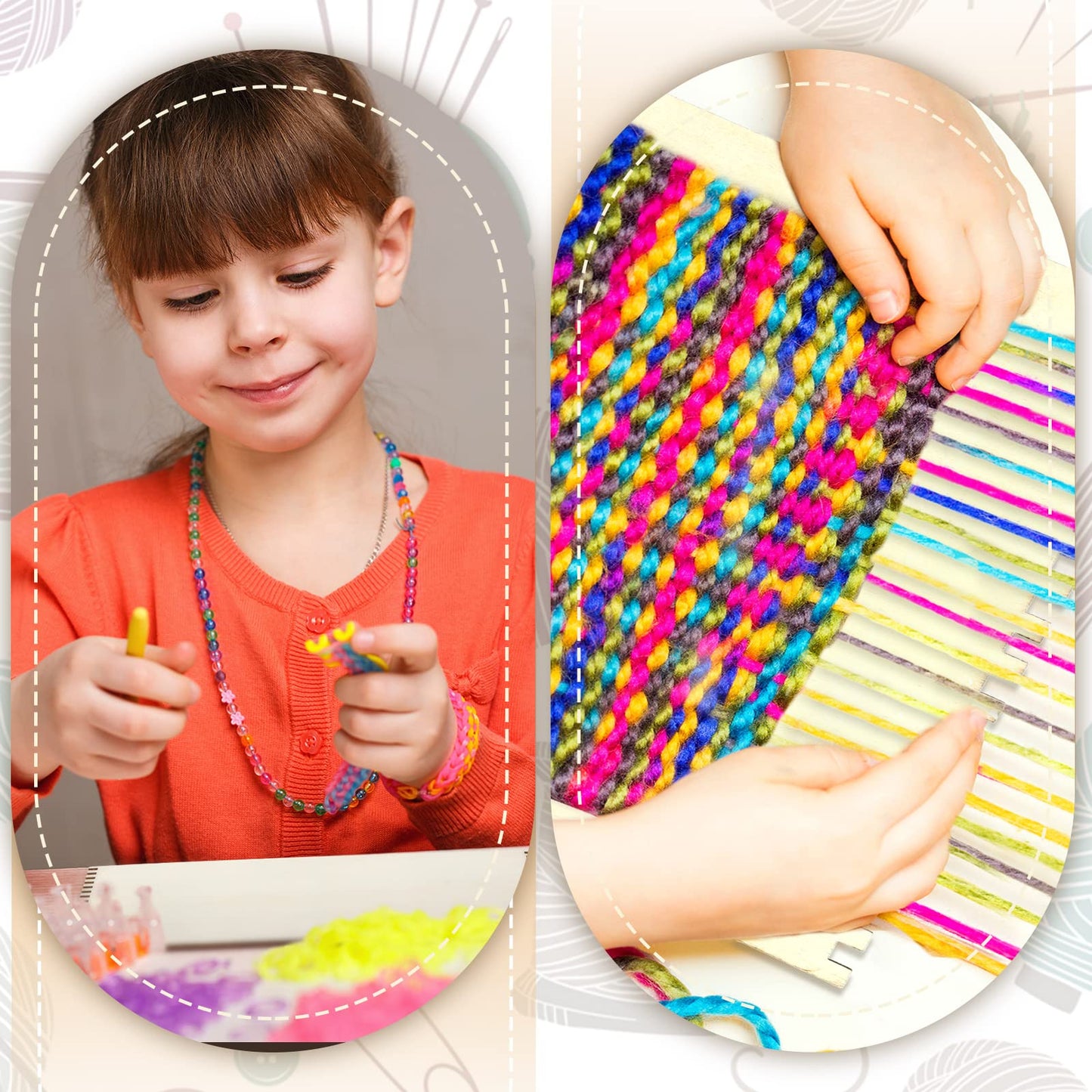 Minatee 50 Pcs Beginners Wooden Loom Notched Weaving Loom Basket Weaving Tools for Kids Adult Art Craft Activity Jewelry Motor Skills Crochet Knitting Sewing Teaching Educational, 6 x 9 in