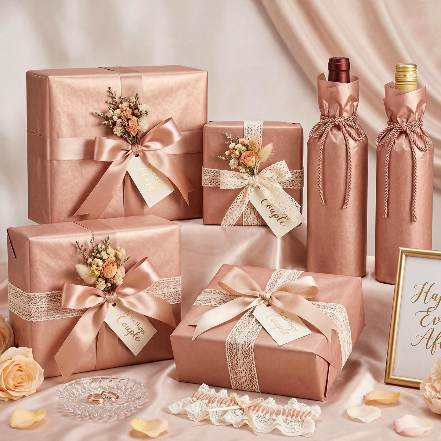 woric 110 Sheets Rose Gold Tissue Paper Bulk, 17GSM Metallic Tissue Paper for Gift Bags Graduation Bouquet DIY Crafts Birthday Weddings Baby Shower Girl Party Decor, 14 x 20 Inch