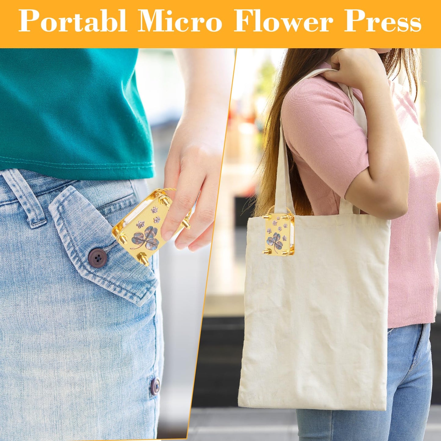 loghohu Micro Flower Press, Mini Flower Press with 20 Reusable Specimen Papers and Wrench Metal DIY Plant Presses Preservation Kit for Arts and Crafts Lovers