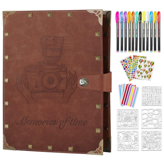 ZEEYUAN DIY Scrapbook Photo Album 60 Pages Leather Memory Photo Book 8.5x11 inch,Vintage Travelling Scrapbook Family Scrap Book Scrapbooking Supplies Kits for Couples