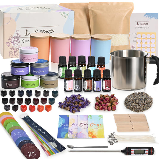 SHOWIN Candle Making Kit, DIY Candle Making Supplies for Adults, Starter Soy Wax Candle Kit with Candle Jars & Tins, Scented Home Decoration