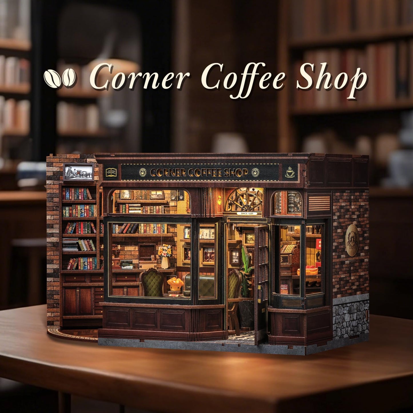 CUTEBEE Book Nook Kit, DIY Miniature Dollhouse Kits for Adult and Teens, 3D Wooden Puzzle, Mini Booknook Tiny House Model Building Kit, Decorative Bookend with LED, Craft Gifts for Family, Friends