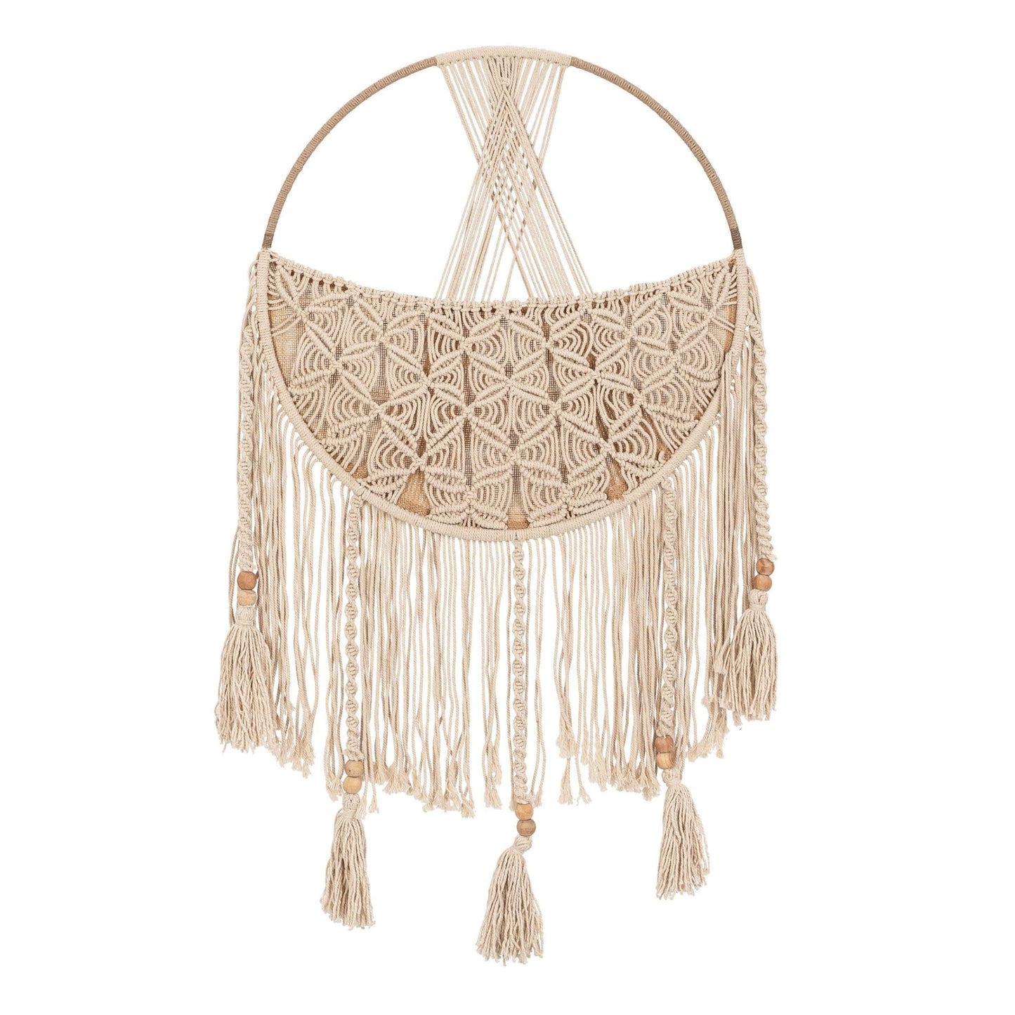 Crane Baby Charlie Farmhouse Macramé Boho Toy Bin with Tassels, Hanging Basket Nursery Decor, Stuffed Animal Storage, Wall Organizer for Playroom, Boho Baby Room Decor& Kids Room Organization