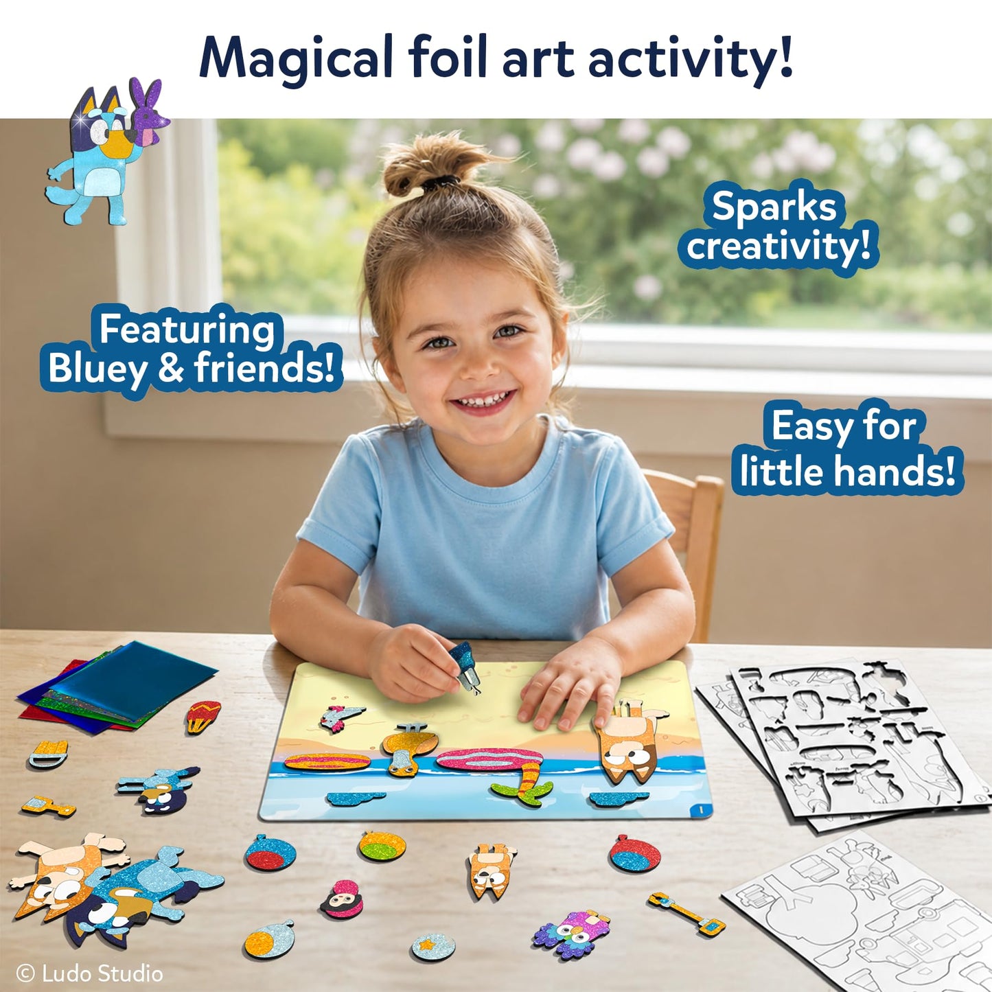 Skillmatics Bluey Foil Fun - Mess-Free Art & Craft Kits for Kids, DIY Creative Activity, Travel Toys, Gifts for Girls & Boys Ages 4, 5, 6, 7, 8 and Up