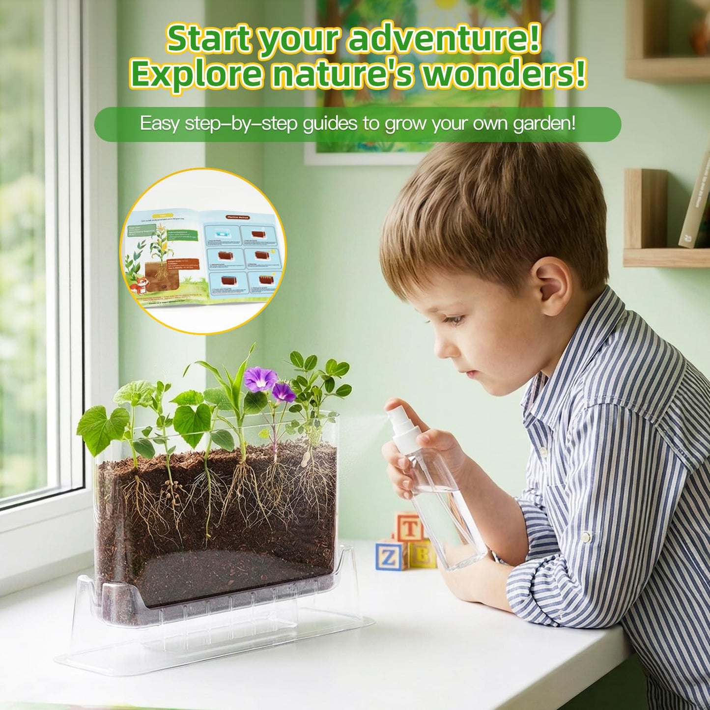 TitaniX Root Viewer Kit for Kids with 6 Seed Varieties, STEM Science Toy & Craft Growing Kits for Boys & Girls, Grow Your Own Plant for Ages 4-8 Birthday Gifts for Boy,4, 5, 6, 7, 8, Year Old