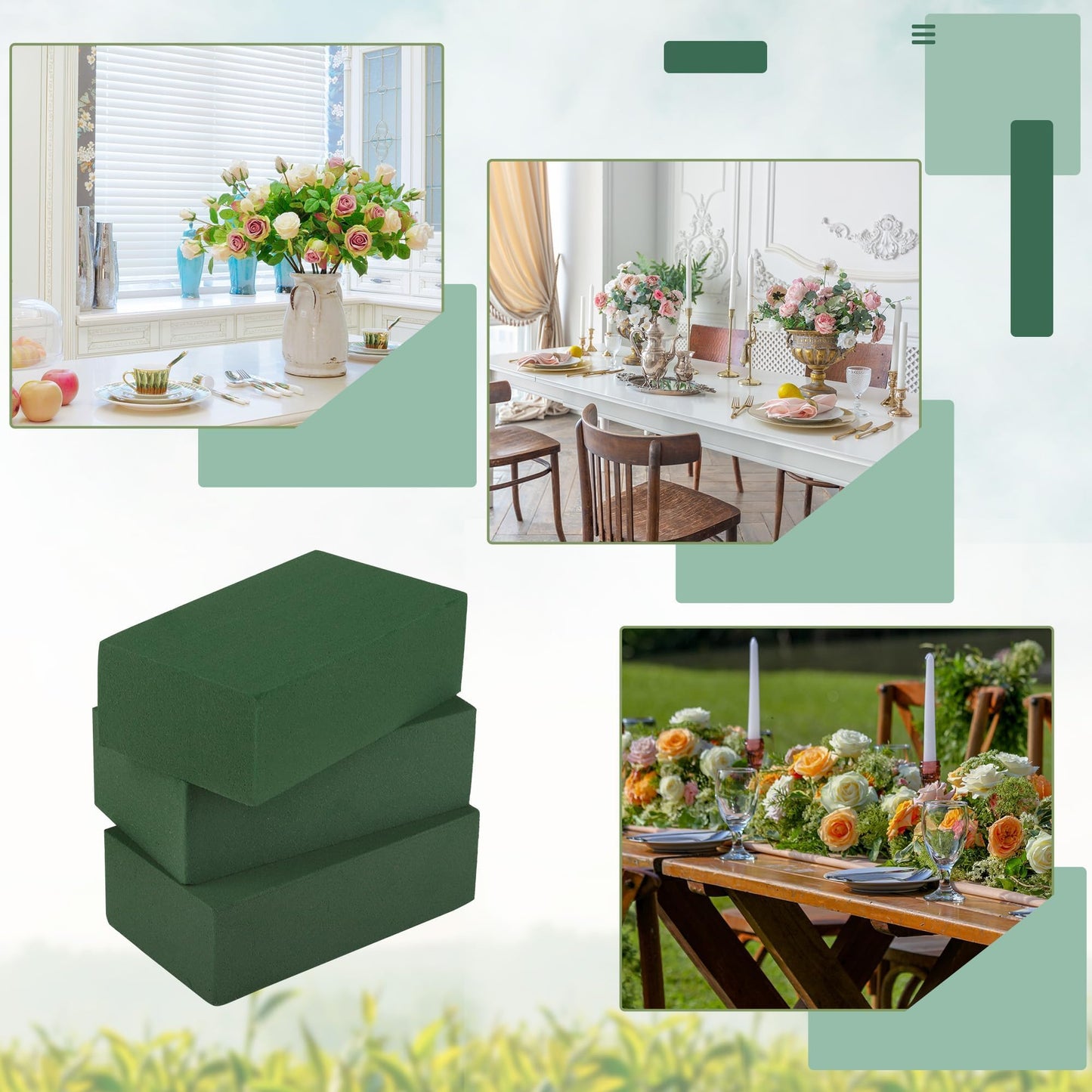 Hahood 24 Packs Floral Foam Blocks Wet & Dry Floral Foam Bricks 5.5x3.1x1.8 Inch Flower Arranging Kit for Fresh and Artificial Flowers Florist Foam Blocks for Wedding Home Decor