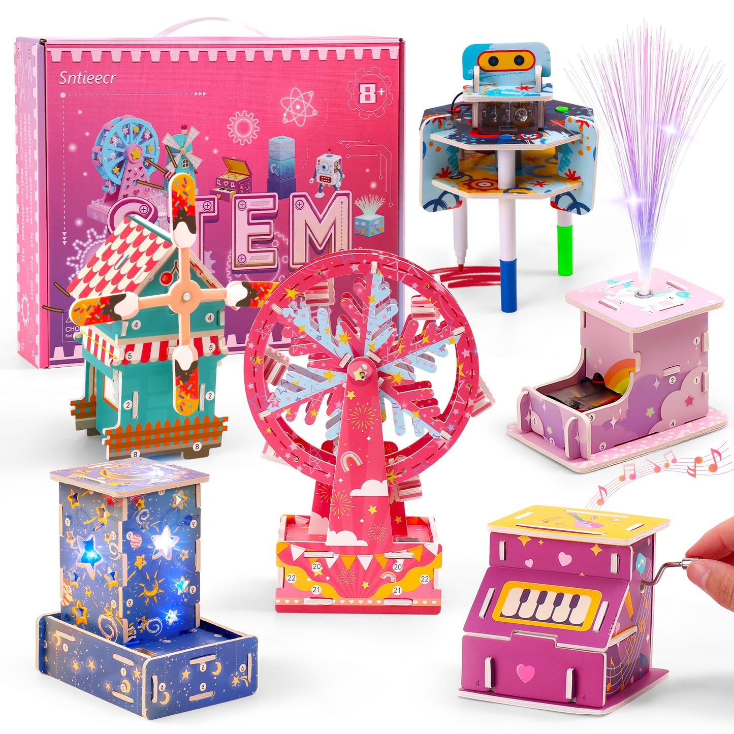 Sntieecr 6-in-1 Stem Kits for Kids Age 8-12, Girls Engineering Kit with 3D KT Board Puzzle, Educational Craft Building Toys for Girls, STEM Building Kits for Ideal Christmas, Birthday Gifts