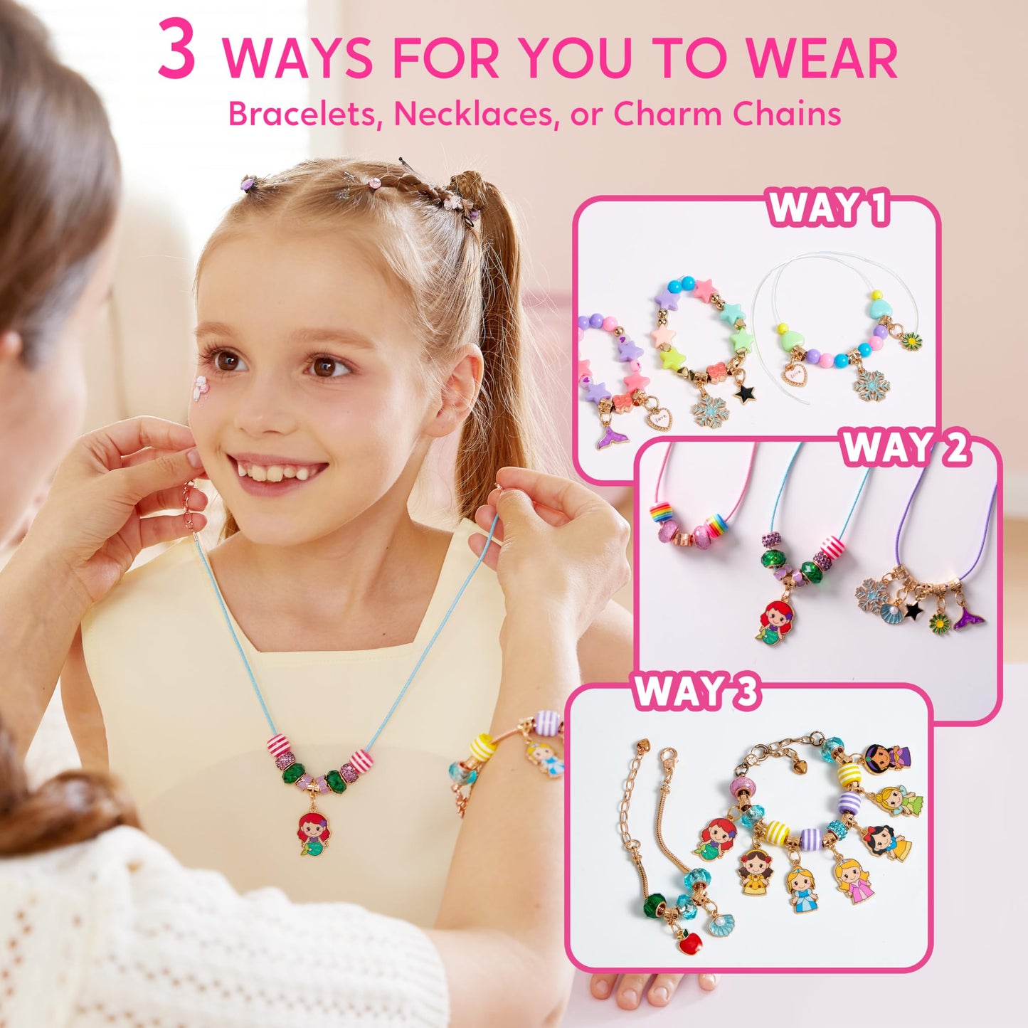 JOVA Klever Kits Princess Bracelet Making Kit, Jewelry Making Kit, Bracelets for Girls, Crafts for Kids, 4 Year Old Girl Birthday Gifts, Over 650 Beads, Make 30+ Designs