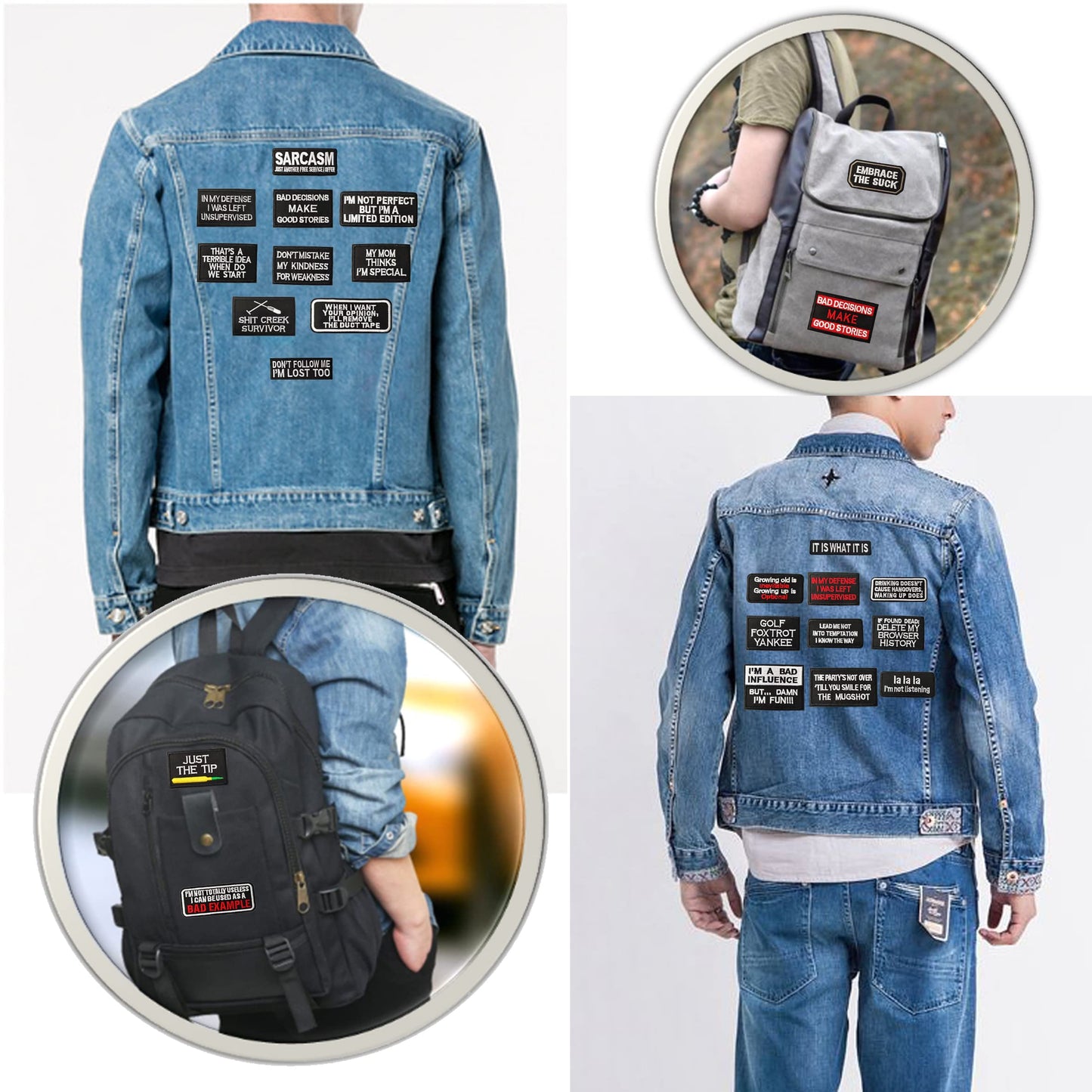 CDzyzh Iron On Patch,Funny Phrases Slogan Letter Sew on/Iron on Word Embroidered Patches for Motorcycle Biker Vest Jackets Backpacks Jeans Hat Clothing Bag Gear,Uniform 36pcs
