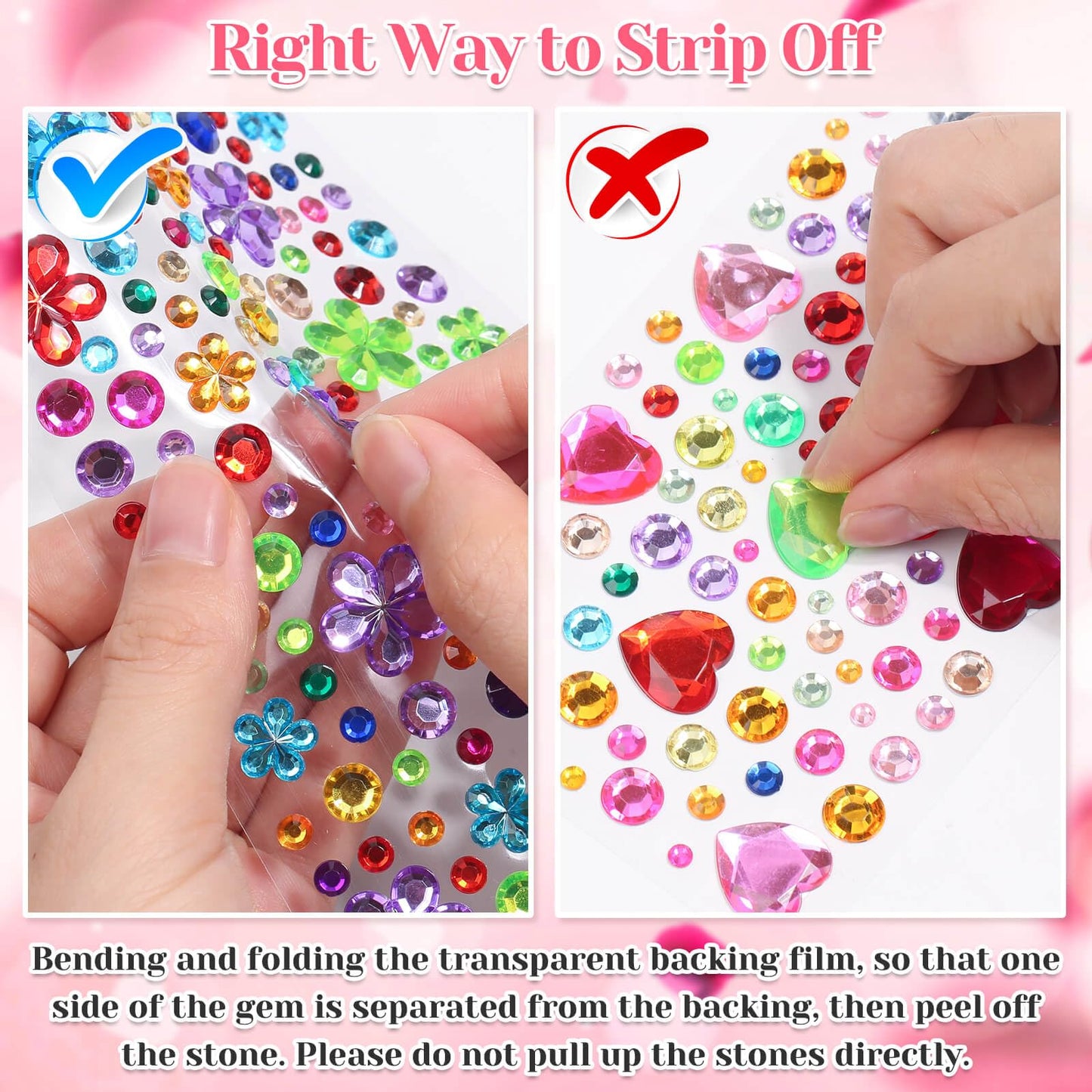 Lezmarket 3600PCS Gem Stickers, Rhinestone Stickers for Crafts, Sticky Pearls Jewels Stick on Gems Self Adhesive Sparkle Embellishments for Decoration