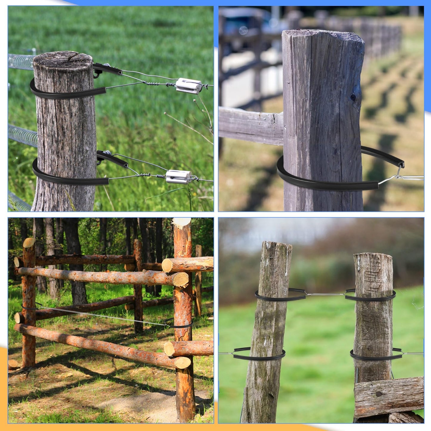 Pushglossy 20" Electric Fence Underground Wire Insulator Tubing Wrap Insulator Tube for Corner Post and End of Fence, Accommodates Wire Diameters up to 12-1/2 Gauge, Black, Aluminum Insert(20 Pcs)