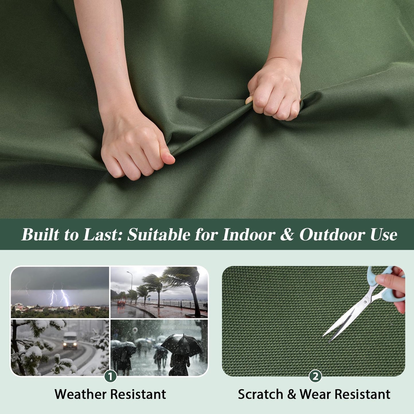 ANMINY 100% Waterproof Outdoor Fabric by The Yard, 58" W 600D Marine Canvas Fabric with PVC Backing, Ripstop Upholstery Material for Furniture Boat Covers Tent Awning, 1 Yard Army Green
