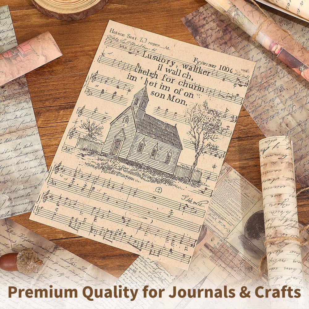 icceemee 160 Sheets of Retro Manuscript Scrapbook Paper, journaling Scrapbook Supplies Craft Collage Paper Set, Junk Journal Bullet Journal Poster Room Decor for Card Making Decorative Gifts