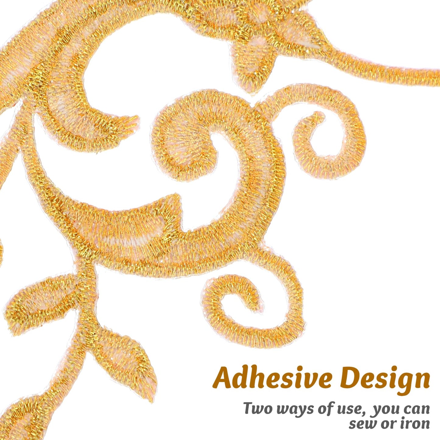 ULTNICE 5 Pairs of Gold Flower Embroidery Patches Sew On Iron-on Sewing Appliques for Clothing Repair and DIY Sewing Craft Decor