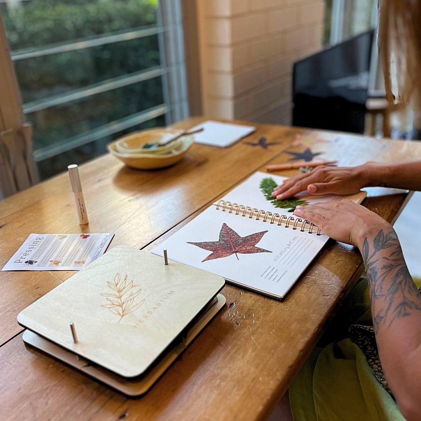 WOKK Flower Press with Herbarium Journal | Flower Preservation Kit, Leaf Press Kit for Making Cards, Plant Press for Adults and Kids, Added Journal for Pressed Plants Art Preservation