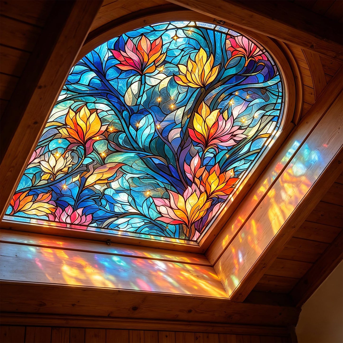 LaCheery 17.5"x157.5" Privacy Window Film Stained Glass Decorative Window Film for Glass Blue Floral Cling Privacy Films Renter Friendly Removable Windows Stickers for Bathroom No Glue Vinyl Anti UV