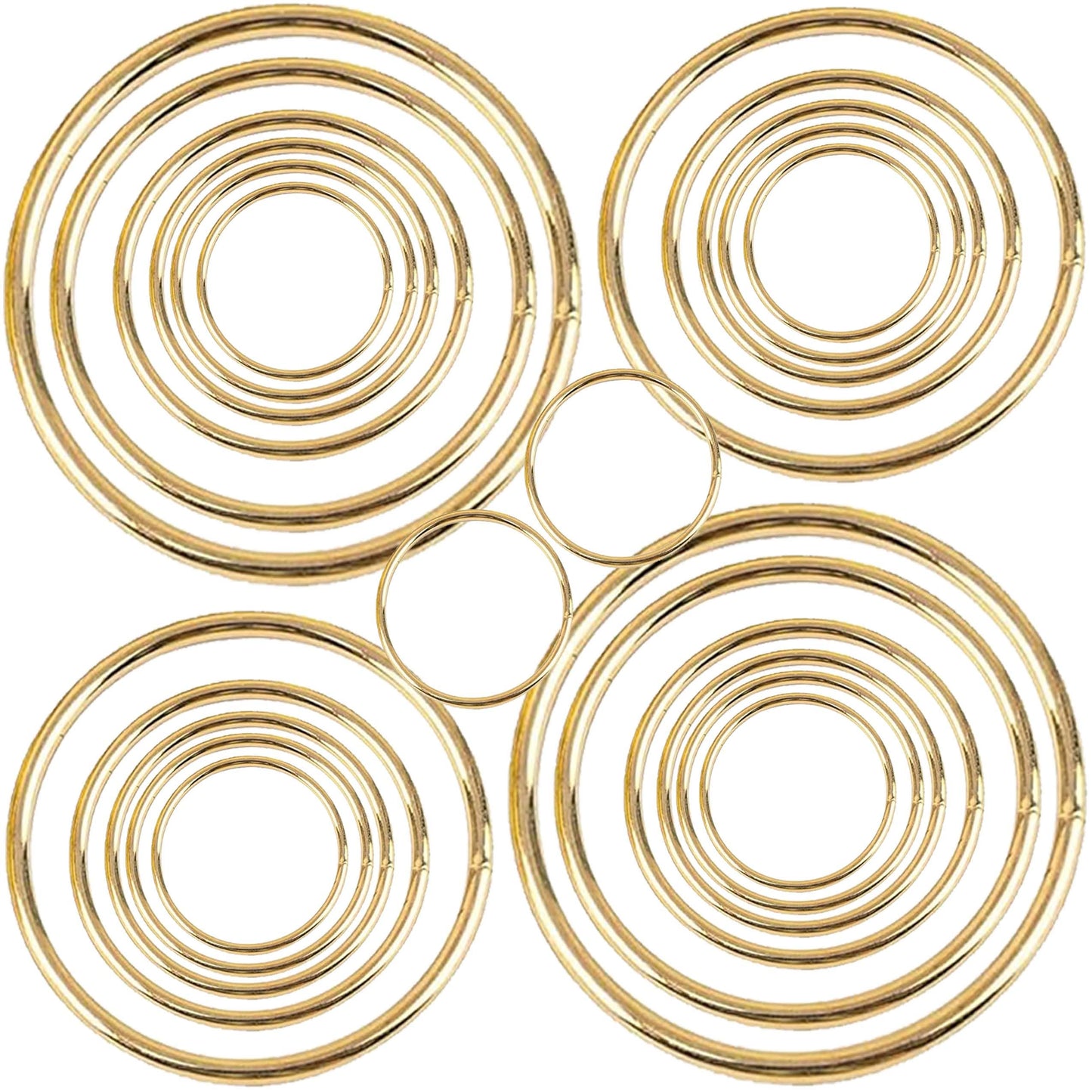 24Pcs Macrame Hoops Ring, BetterJonny 6 Sizes Metal Craft Rings Hoops Gold Dream Catcher Rings Wreath Hoop Rings for Home Decorations DIY Crafts and Wall Hanging Crafts(2in,3in,4in,5in,6in,8in)