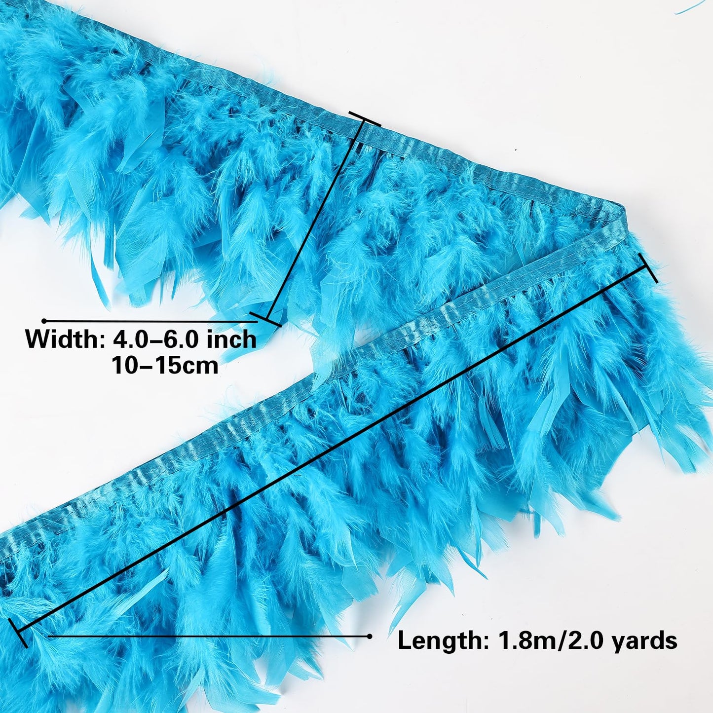 whitefeather Aqua Blue Turkey Feathers Trim Fringe 4Yard 4-6inch for Party Clothing DIY Sewing Craft Wedding Dress Decoration Natural Fluffy Turkey Feather Trim