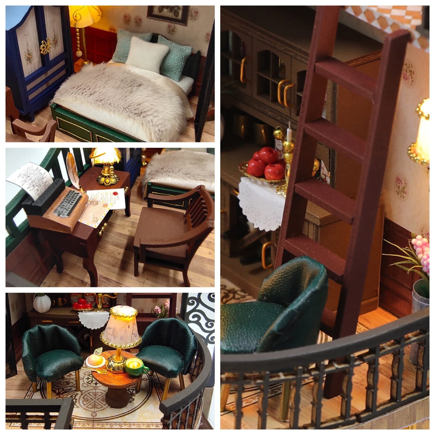 Lannso DIY Dollhouse Miniature Kit, Doll House Kit with Dust Proof Cover and Music Box, Mini Wooden Dollhouse Toys for Adult Gift(M2132)