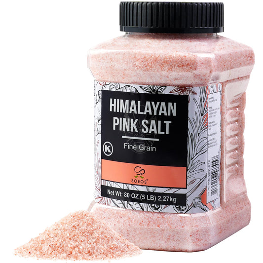 Soeos Himalayan Pink Salt, 2.27Kg, Fine Grain, All-Natural Mineral Salt, Premium Gourmet Seasoning for Cooking, Baking & Table Use