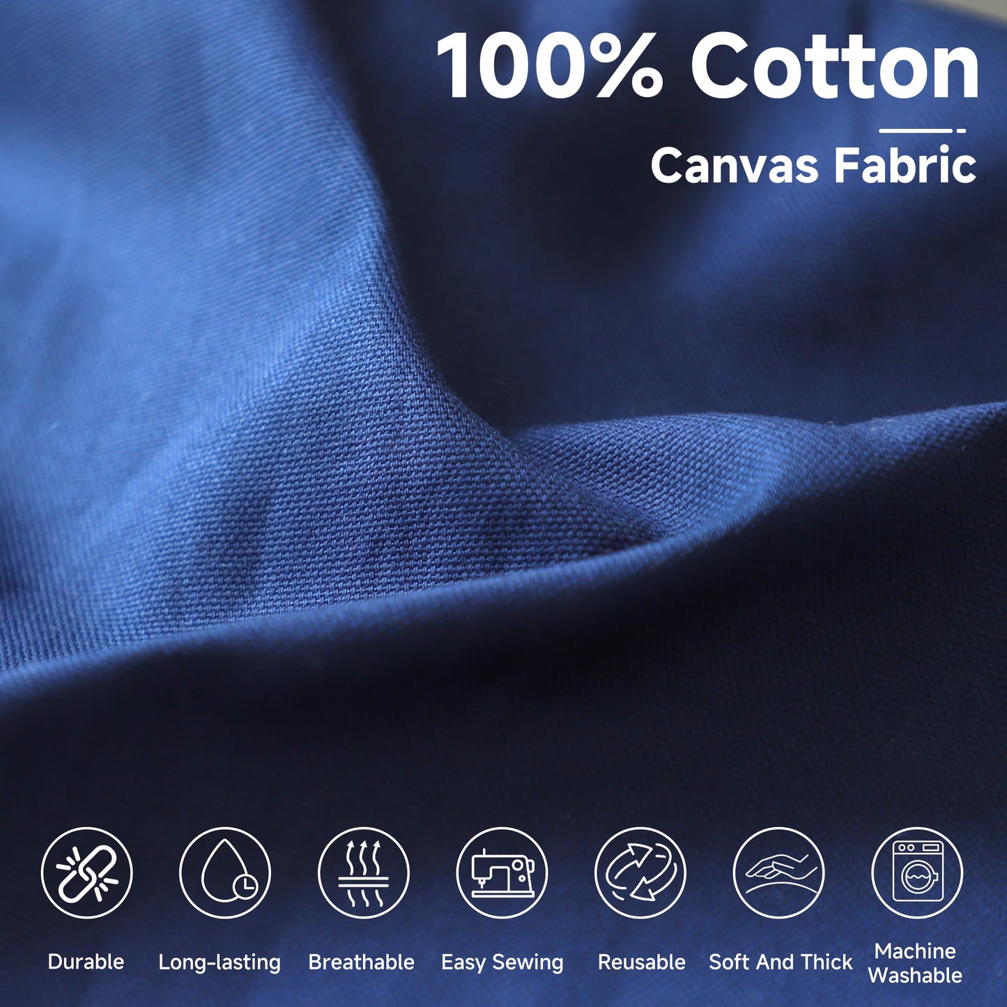 Simple&Opulence 100% Cotton Canvas Fabric 10oz. 59 Inch by the Yard, Nature Duck Fabric Textile Medium Weight for Painting, Sewing, Crafts, Embroidery, Bag, Handmade Home Decor(1 Yard, Navy)