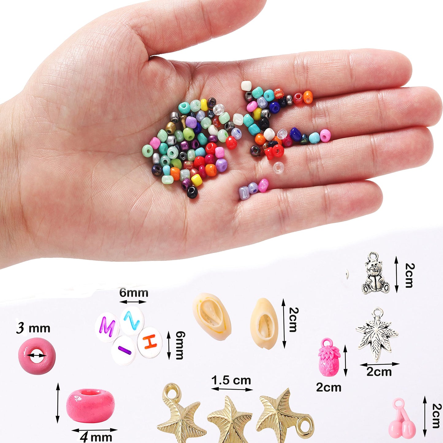YITOHOP 8800+pcs 4mm 12/0 48 Colors Glass Seed Beads, Charms Bracelet Jewelry Making Beads Kit Gifts for Teen Girls Crafts for Girls Ages 8-12 Holiday Gifts
