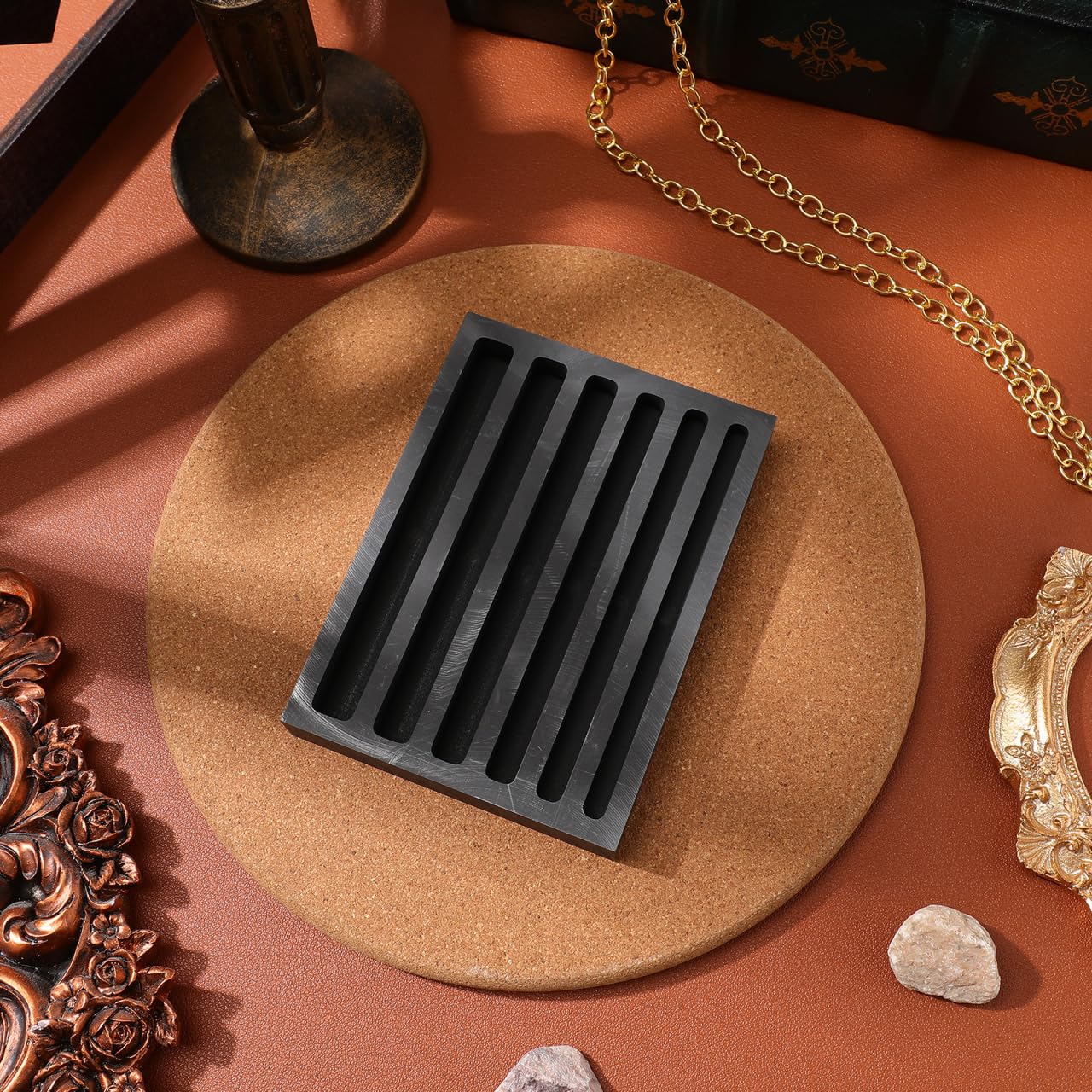 VILLCASE Graphite Ingot Mold, 6-in-1 Long Bar Smelting Mold for Metal Casting, Metal Melting Refining Crucible Tool for Gold Silver Copper Aluminum Lead and Jewelry Casting