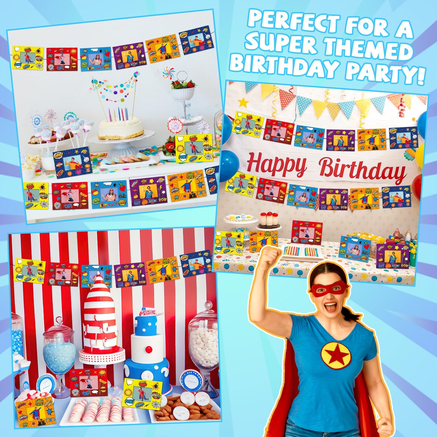 chiazllta 30 Pack Super Theme Hero DIY Picture Frame Craft Kit Fashion Hero DIY Photograph Craft Hero Stickers for Hero Art Craft Home Game Activities
