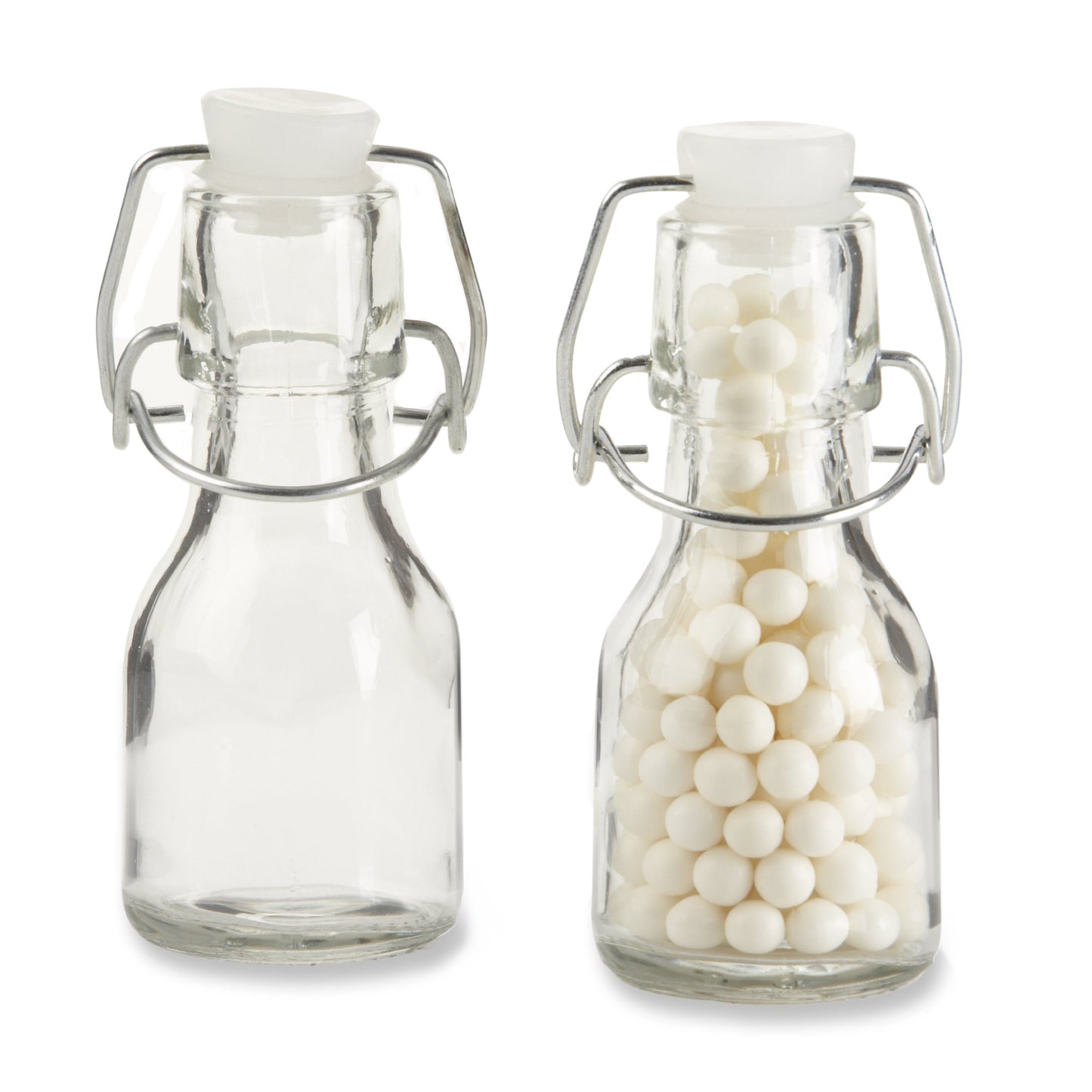 Kate Aspen Mini 2.5 oz Glass Bottle with Swing Top (Set of 12) - Great for Party Favors, Extracts, Limoncello, Olive Oil, Hot Sauce, Vanilla Extract, Potion Bottles