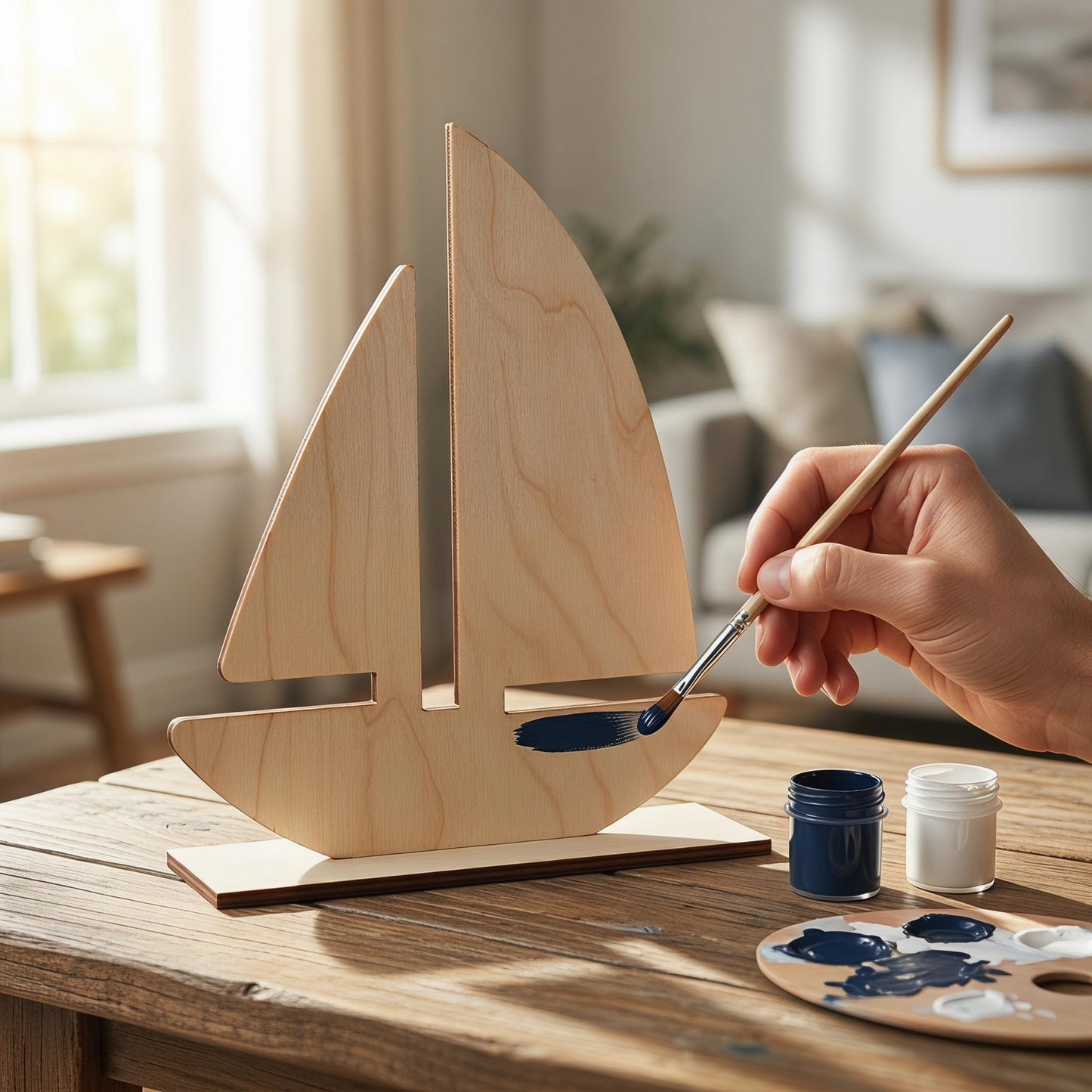 EXCEART 10 Pcs Sailboat Shape Wood Slices Unfinished Rustic Wooden Embellishments for DIY Crafts Home Nautical Decor 5.8X1.7X7.0in