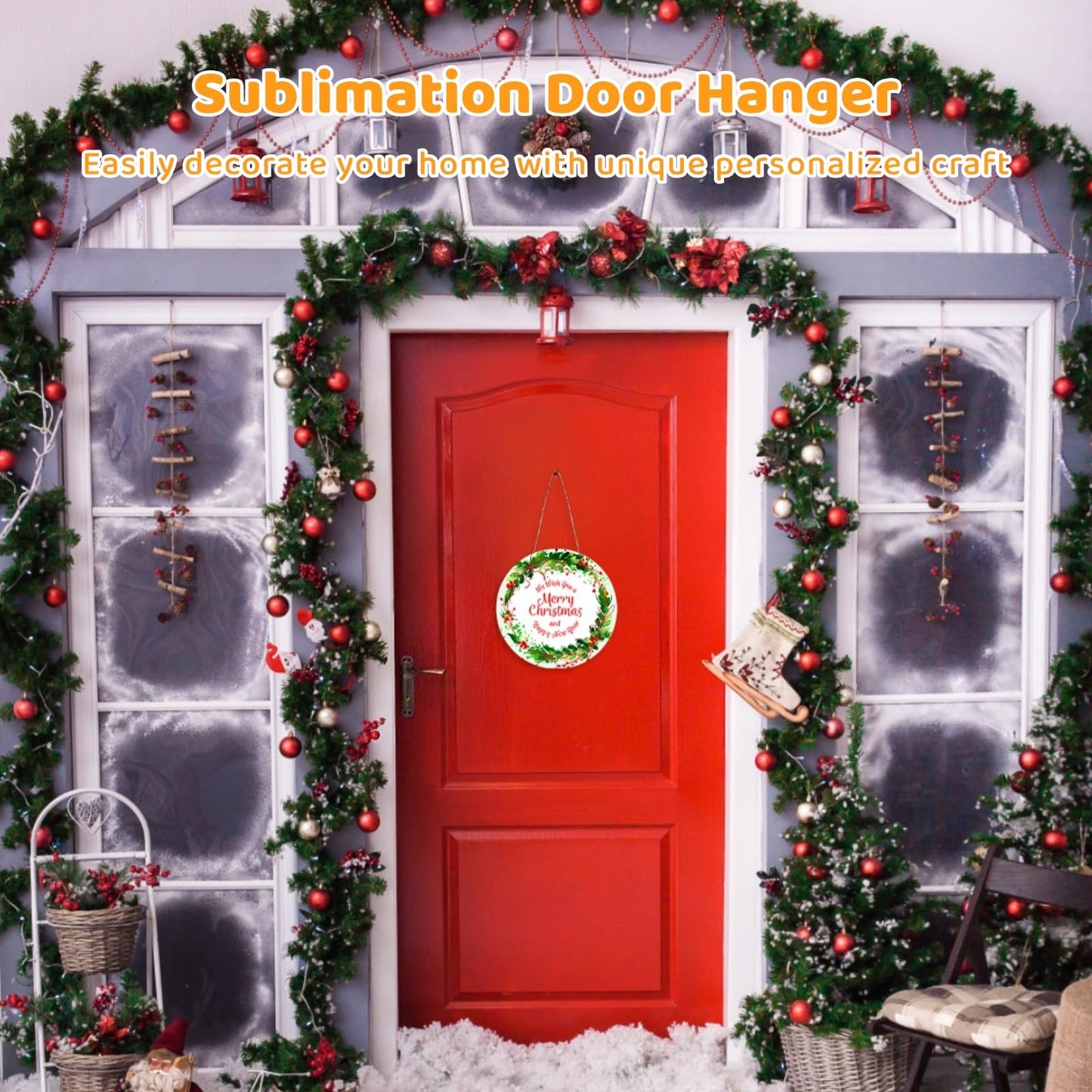 10 Pcs Sublimation Door Hanger Blanks - 12 Inch Round Unfinished MDF Wood Sign Blanks for Heat Press, White Wall Hanging Ornaments with Rope for DIY Decoration