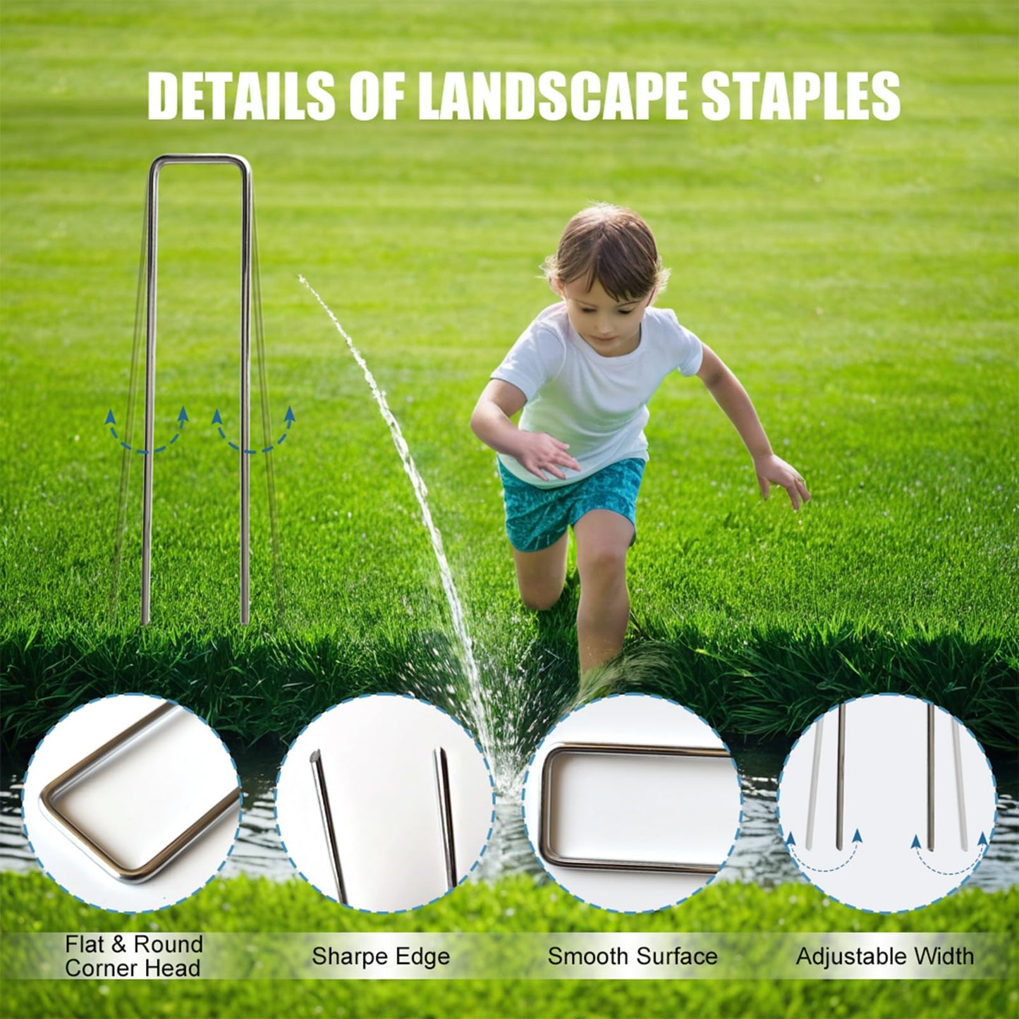 CGAIBE Galvanized Landscape Staples, 100 Pack 6 Inches Garden Lawn Stakes 11 Gauge U-Shaped Yard Turf Fabric Sod Pins for Weed Barrier Christmas Decorations Ground Cover Fabric