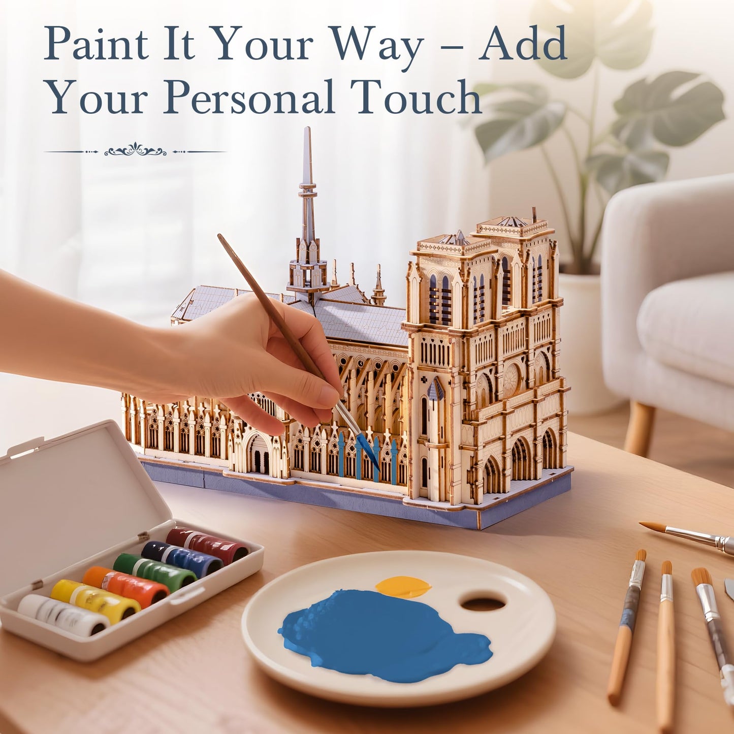 Rowood 3D Puzzles for Adults,Wooden Architecture DIY Model Kit Building Set for Adults, Notre-Dame de Paris Cathedral and Castle Collection,Birthday for Women Friends