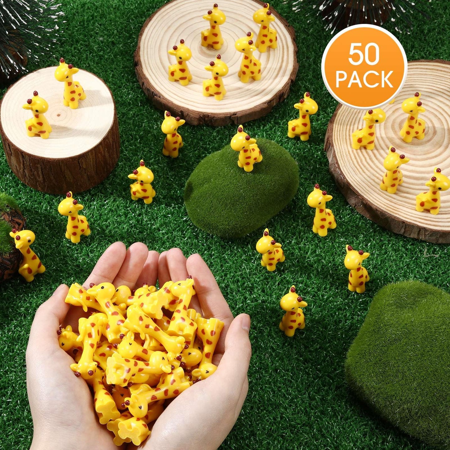 Simgoing 50 Pcs Mini Resin Giraffe Figurine Tiny Giraffe Resin Ornaments for Garden Home Decoration Zoo Animal Micro Landscape Ornaments Kit Fairy Accessories Party Gifts (Stylish)