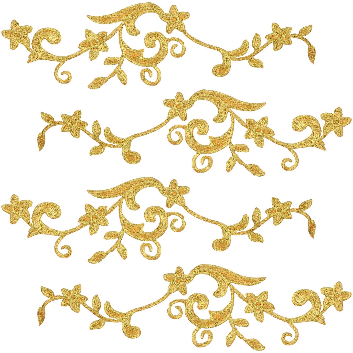 ULTNICE 5 Pairs of Gold Flower Embroidery Patches Sew On Iron-on Sewing Appliques for Clothing Repair and DIY Sewing Craft Decor
